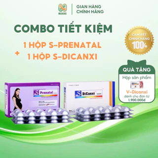 Combo 1 hộp S-Prenatal + 1 hộp S-DiCanxi bổ sung vitamin, canxi, khoáng chất cho bà bầu | MEDCOS