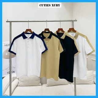 Áo Polo Nam Phối Cầu Vai Chất Liệu Vải Cotton Dệt Kim Thấm Hút Mồ Hôi, Áo Thun Nam Đẹp Cổ Bẻ Co Giãn 4 Chiều