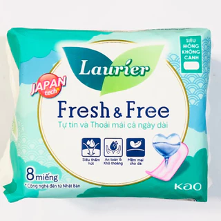 Băng vệ sinh Laurier Fresh & Free siêu mỏng không cánh 22cm x 8 miếng