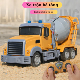 Xe trộn bê tông, xe trộn bê tông đồ chơi điều khiển từ xa 7 kênh, Xe bê tông đồ chơi cho bé PIN SẠC, xoay trộn bồn