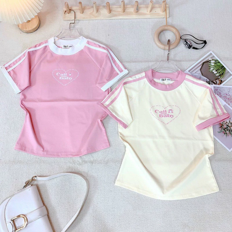 Áo thun babytee phối tay sọc , chữ ngẫu nhiên💖💖💖 Áo thun baby tee body phối sọc