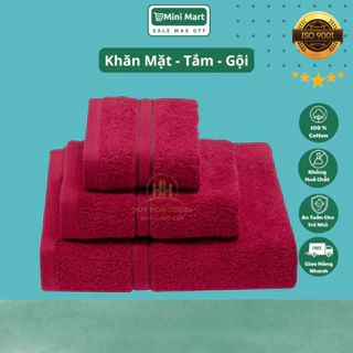 Combo 3 Khăn Tắm Gội, Lau Mặt, Kích Thước 35 x 80, 100% Cotton, Mềm Mịn, Thấm Hút, Không Phai Màu