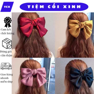 Kẹp tóc nơ lụa lớn nhiều màu sắc phong cách lolita dễ thương cho bạn gái Tiệm Cói Xinh