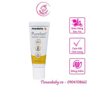 Kem nứt đầu ti Medela Purelan 7g, chiết xuất mỡ cừu, kem bôi và chăm sóc núm ti an toàn