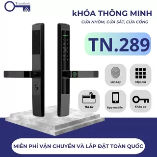 Khoá cửa vân tay thẻ từ cao cấp TN.289 Tuya, Ttlock chuyên cho cửa nhôm kính, xingfa, cửa hẹp, cửa sắt. Tomolock