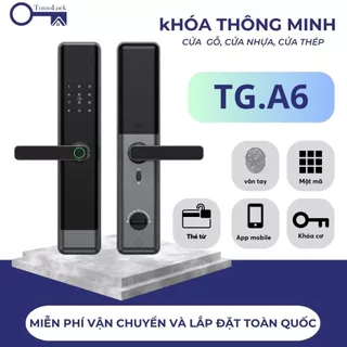 Khóa cửa vân tay thông minh TG.A6 mở khóa vân tay, thẻ từ, chìa cơ, mật khẩu , app TTLOCK