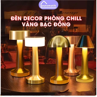 Đèn LED Trang Trí Phòng Ngủ Automatik, Đèn Ngủ Decor Để Bàn Chill Phòng Khách Dùng Pin Cảm Ứng Vàng Bạc Đồng Pin 1200mAh