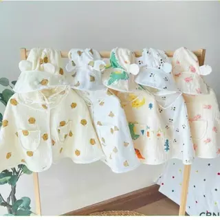 Áo choàng nắng vải xô Muslin cho bé có kính chống giọt bắn, cho bé dưới 15kg