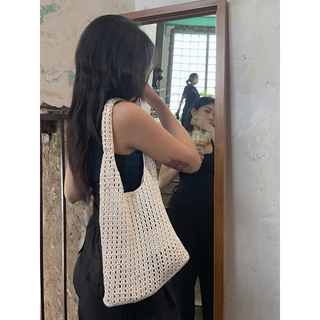 Kaia - Túi tote len kèm hoa, túi len handmade, túi sợi dệt By Rya.amour