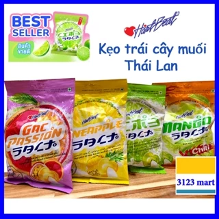 (hsd 05, 07/2025) Kẹo Chanh muối HartBeat Thái Lan, chanh vàng, ổi, Dứa, Chanh dây, Xoài muối ớt gói 120g.