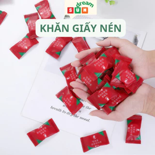 Khăn Nén Du Lịch, Khăn Giấy Nén Mini Dùng 1 Lần Lau Mặt Dạng Viên Kẹo Nhỏ Gọn