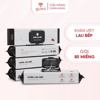 Khăn giấy ướt lau bếp Gumi gói 80 tờ size lớn khử mùi tẩy dầu mỡ gian bếp