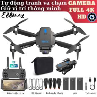 PIycam Mini, Flycam Giá Rẻ, Máy Bay Không Người Lái E88 MAX Camera Kép 4K Full HD,Chế Độ Cảm Biến Tránh Va Chạm Tự Động