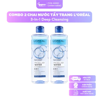 [COMBO 2 CHAI XANH ĐẬM] Nước Tẩy Trang Làm Sạch Sâu L’Oreal Micellar Water 3-in-1 Deep Cleansing (400ml)