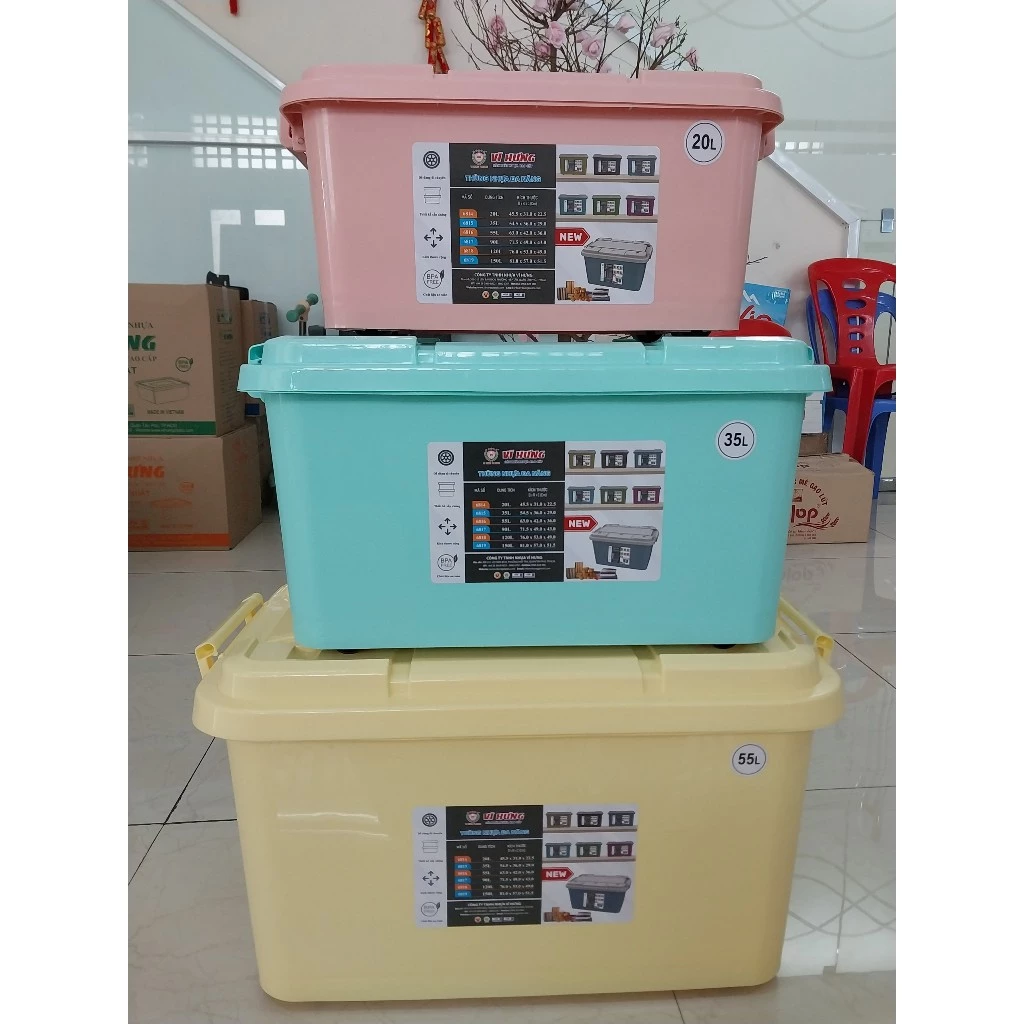 [ Hỏa Tốc HCM ]Thùng Nhựa Đa Năng Màu Pastel 20Lít, 35Lít, 55Lít, 90Lít