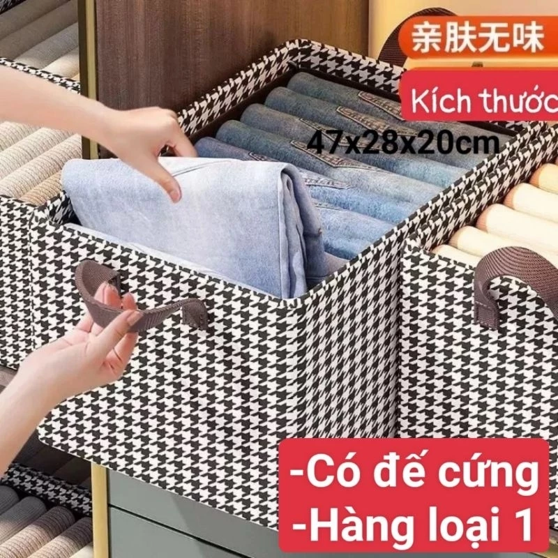 Hộp vải đựng quần áo có khung cố định thiết kế gấp gọn tiện lợi giúp tiết kiệm không gian nhà vải Cation
