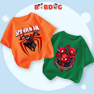 Áo thun cộc tay bé trai BOBDOG, áo thun ngắn tay chất cotton in hình người nhện spiderman cho bé