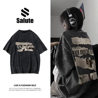 Salute Áo thun wash nam nữ local brand unisex áo phông form rộng mùa hè cao cấp ngầu Y0515