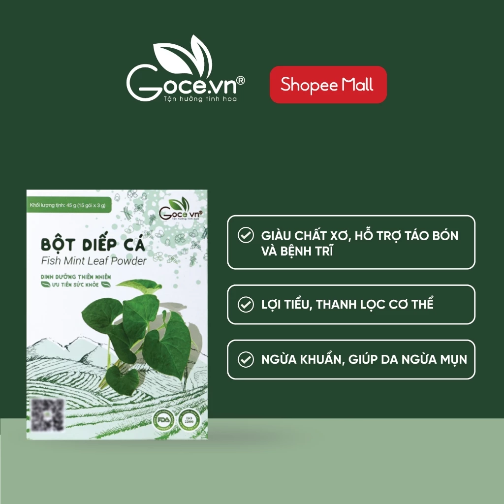 Bột diếp cá nguyên chất Goce - 45g (15 gói x 3g) ST