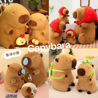 Gấu Bông Chuột Lang Capybara chảy mũi siu đáng yêu, Chuột Lang nước đeo balo rùa lông siu mượt