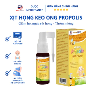 Xịt Họng Keo Ong Propolis Medi Franvi Hỗ Trợ Giảm Ho, Ngứa Rát Họng, Thơm Miệng Chai 30ml