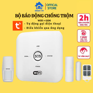 Bộ báo động chống trộm qua điện thoại Tuya Wifi + Sim GSM (Bản tiếng việt)