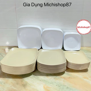 Đĩa Nhựa Phíp Vuông Trắng, Nâu, Đen 3 Size Để Hoa Quả, Đồ Ăn Chịu Nhiệt Tốt Nhựa Việt Nhật Cao Cấp