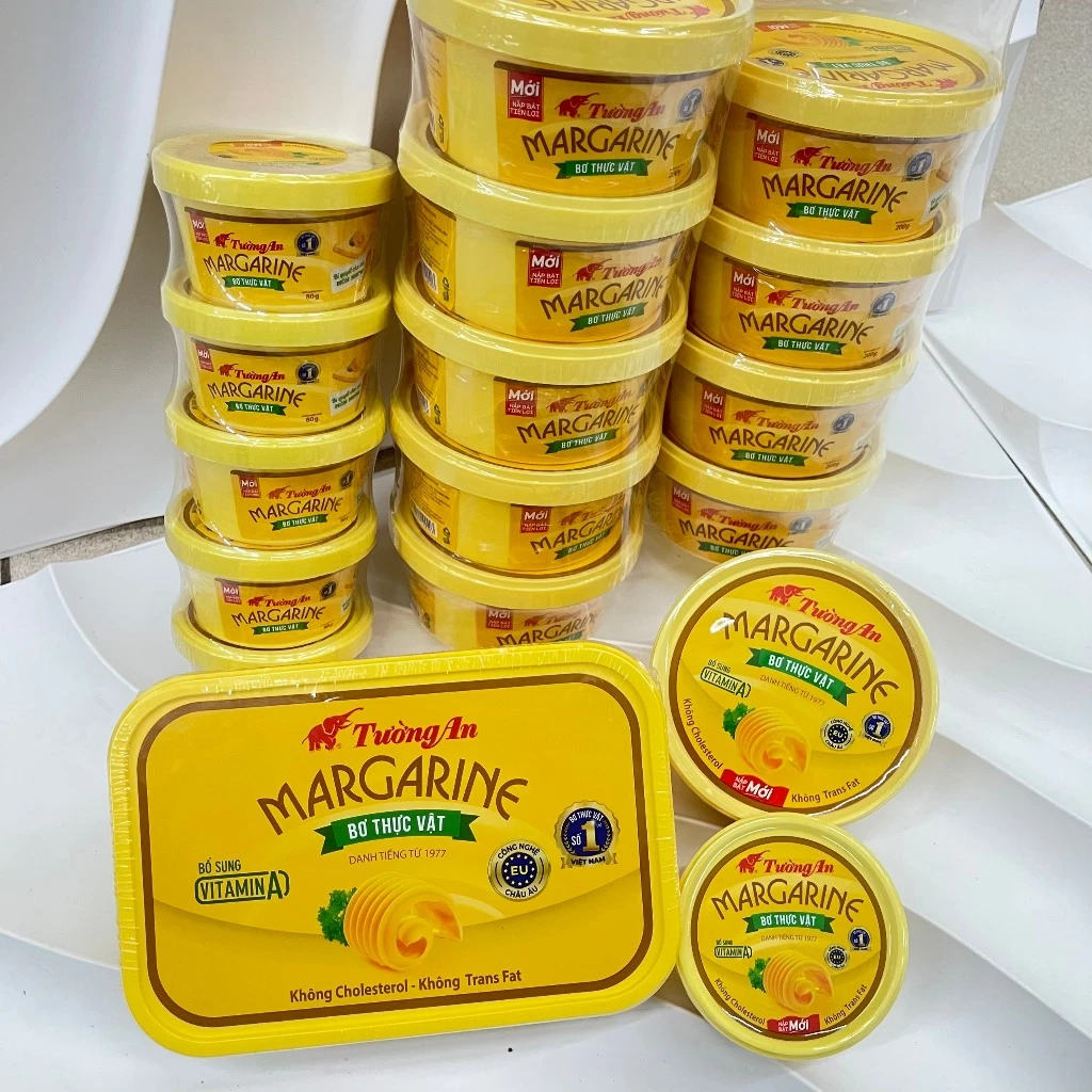 Bơ thực vật TƯỜNG AN Margarine - bơ thực vật rán đồ nướng, bổ sung VitaminC hộp 200g
