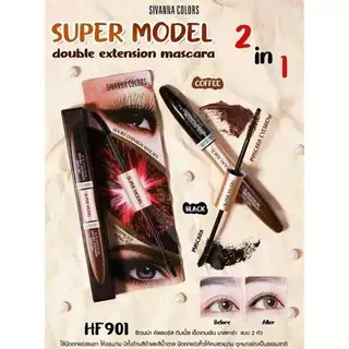 𝐐𝐮𝐞𝐞𝐧𝐁𝐞𝐚𝐮𝐭𝐲 - Mascara SIVANNA COLORS Super Model 2in1 Double Extension HF901 Thái Lan