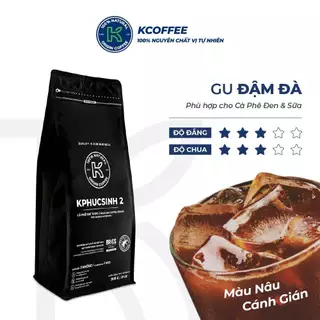 Cà Phê Rang Xay, Rang Hạt Nguyên Chất KPhucSinh 2 (25% Arabica - 75% Robusta, Rang Vừa) Túi 908G - Vị Đắng Cân Bằng