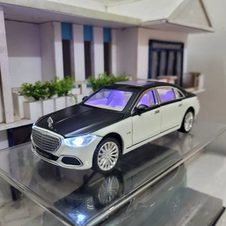 Mô hình xe Maybach S680 tỉ lệ 1:24 bản mới có đánh lái, có đèn, có âm thanh động cơ và chạy cót