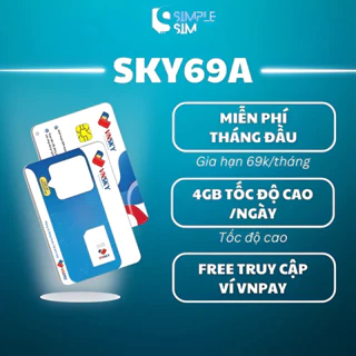 SIM 4G VNSKY SKY69A, SKY59, WIN69P - SIM Data tốc độ cao, 4GB/tháng, sim mobifone, gói 1 tháng