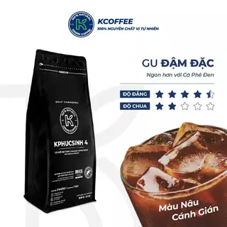 Cà Phê Rang Xay, Rang Hạt Nguyên Chất KPhucSinh 4 (10% Arabica - 90% Robusta, Rang Vừa) Túi 908G - Vị Đắng Đậm