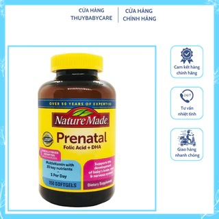 Viên uống Vitamin cho mẹ bầu và sau sinh Nature Made Prenatal Folic Acid + DHA DATE 6/2025