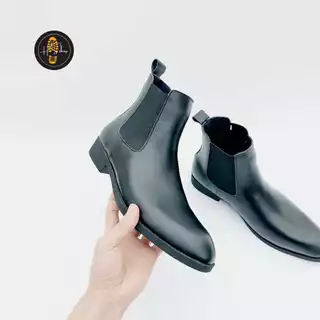 Giày da nam, Chelsea Boots Classic, đế khâu chắc chắn, da bò chống nhăn, bảo hành 12 tháng, Màu đen Mắt cá chân