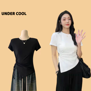 Áo Thun Nữ Vạt Chéo UNDERCOOL Cotton Rút Eo Thời Trang 4 Màu