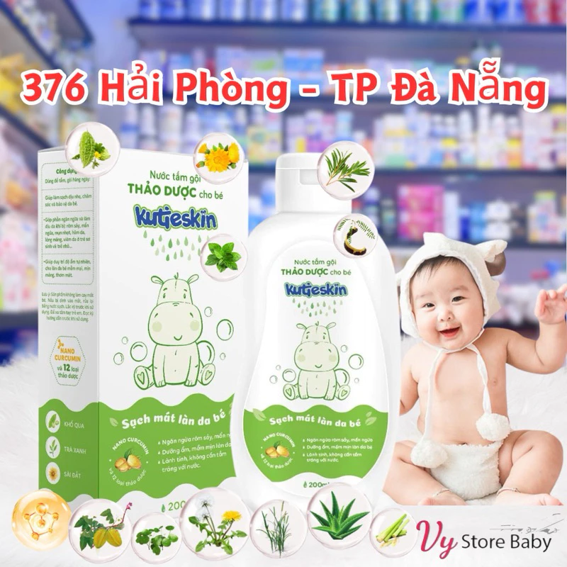 Nước tắm gội thảo dược cho bé Kutieskin 200ml