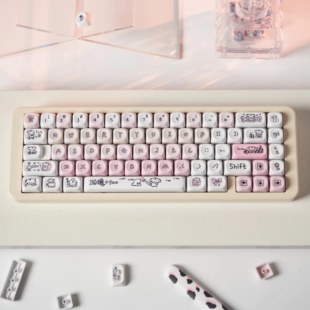Bộ Nút Bàn Phím Cơ | Keycap Spotted Puppy 132 Nút | MOA profile | PBT Dye-sub