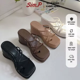 Dép xuồng nữ simpshoes cao 7cm dây xỏ chéo - dia