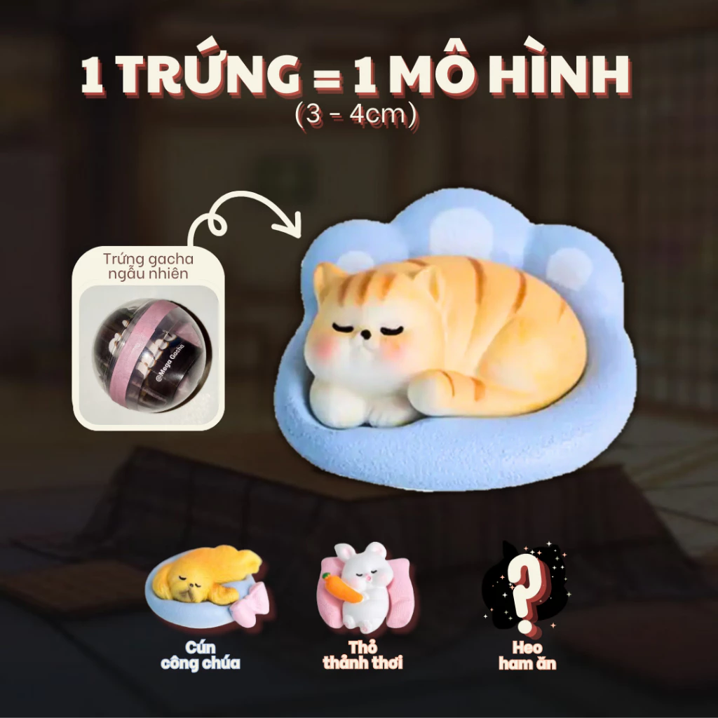 [GACHA] Mô hình Mèo, Chó, Thỏ, Heo cưng ngủ ngẫu nhiên - hộp mù, túi mù