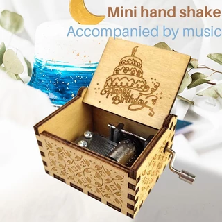Hộp nhạc mini gỗ quay tay quà tặng để bàn trang trí nhiều bài hát LEONshop01 MUSIC BOX