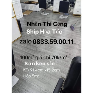 1 mét vuông sàn nhựa dày 2mm có keo sẵn vân gỗ, Nhận thi công