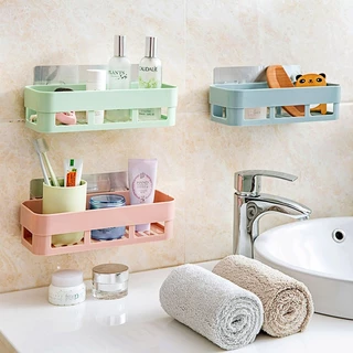 Kệ để đồ nhà tắm , khay nhựa chữ nhật dán tường đa năng tiện dụng không cần khoan tường