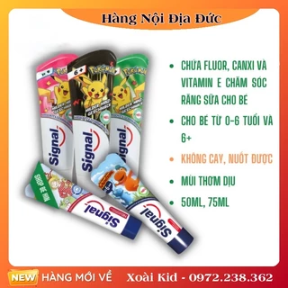 Kem đánh răng Signal của Đức cho bé, fluor, canxi và vitamin E, chắc cho răng, chống sâu răng.