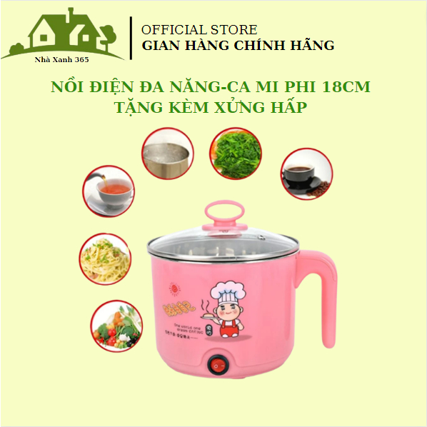 Ca nấu mì mini🍀𝑭𝑹𝑬𝑬 𝑺𝑯𝑰𝑷🍀Nồi lẩu điện mini tiện dụng 18cm 2 lớp tay cụp-Nồi…