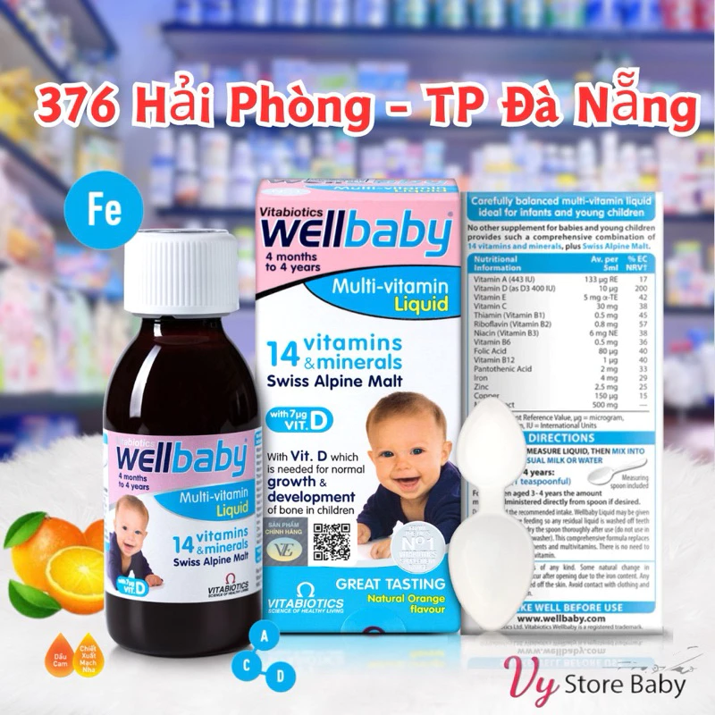 Vitamin tổng hợp Wellbaby cho bé 150ml [ Anh] date xa