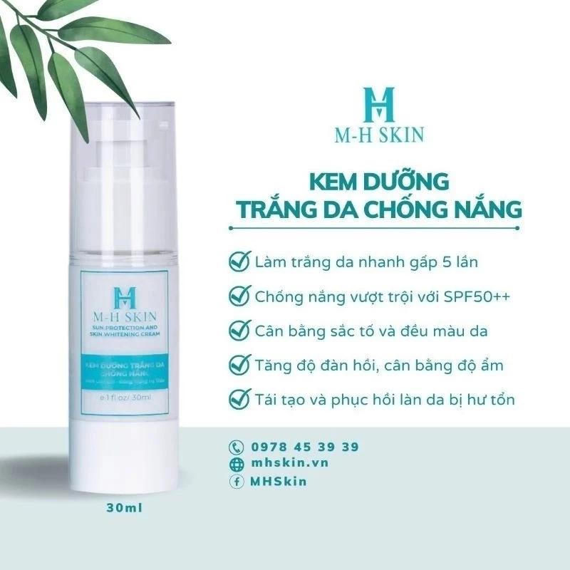 kem dưỡng trắng da chống nắng MH skin