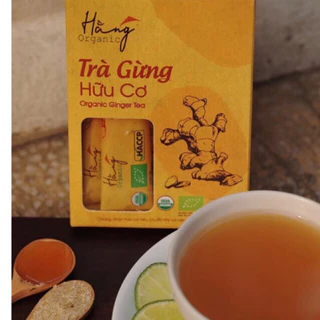 Trà gừng hữu cơ hằng organic, tinh tuý của gừng và đường mía, hỗ trợ tiêu hoá giảm đau làm ấm cơ thể, hộp 20gói x 5gr