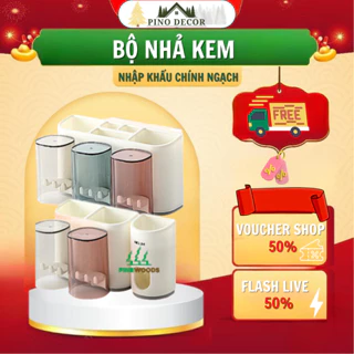 Kệ Để Bàn Chải Kem Đánh Răng , Bộ Nhả Kem Đánh Răng Tự Động Nhà Tắm 2,3 Cốc Thông Minh Không Khoan Tường Cao Cấp