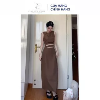 [HÌNH THẬT ĐỘC QUYỀN TỪ DH STUDIO]Set áo thắt dây eo + chân váy ulzzang dáng dài